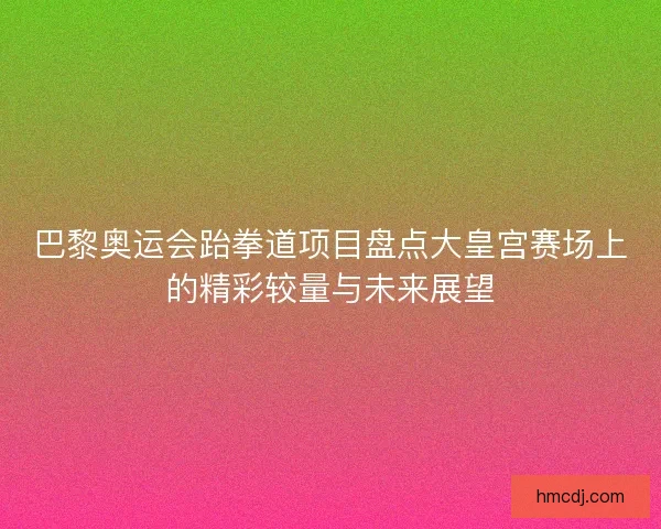 巴黎奥运会跆拳道项目盘点大皇宫赛场上的精彩较量与未来展望