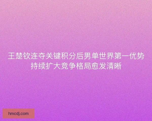 王楚钦连夺关键积分后男单世界第一优势持续扩大竞争格局愈发清晰